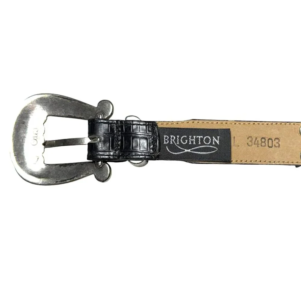 VINTAGE BRIGHTON 1996 Silver Scroll Concho Belt